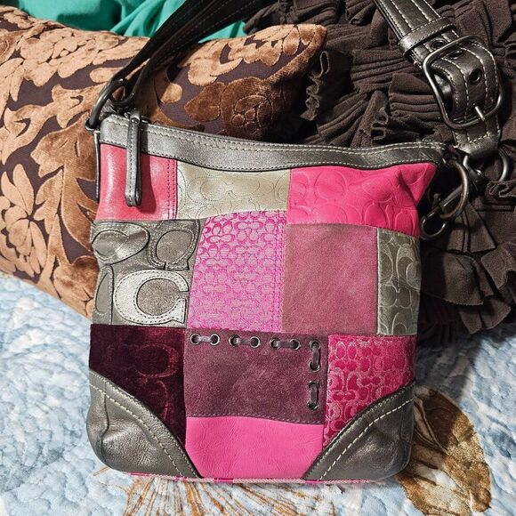 Vintage Coach Y2k Holiday Patchwork Crossbody Purse - Picture 1 of 8